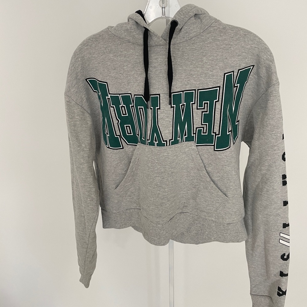 TopShop New York Cropped Hoodie Sweatshirt